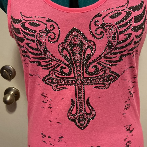 JR’s razor cut back tank top large but fits like a small glittery paint front - Picture 4 of 9